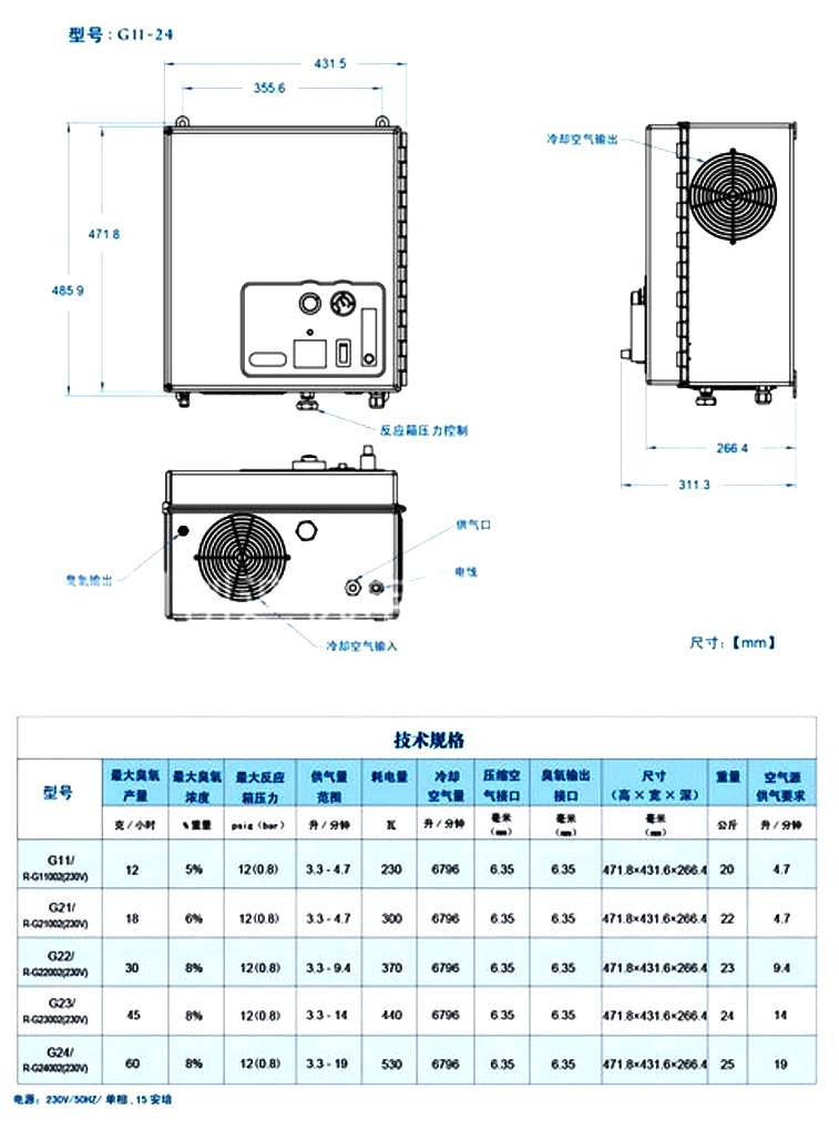 太平洋臭氧發(fā)生器參數(shù)